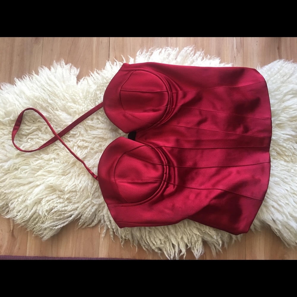 Bebe  Red Satin Bustier